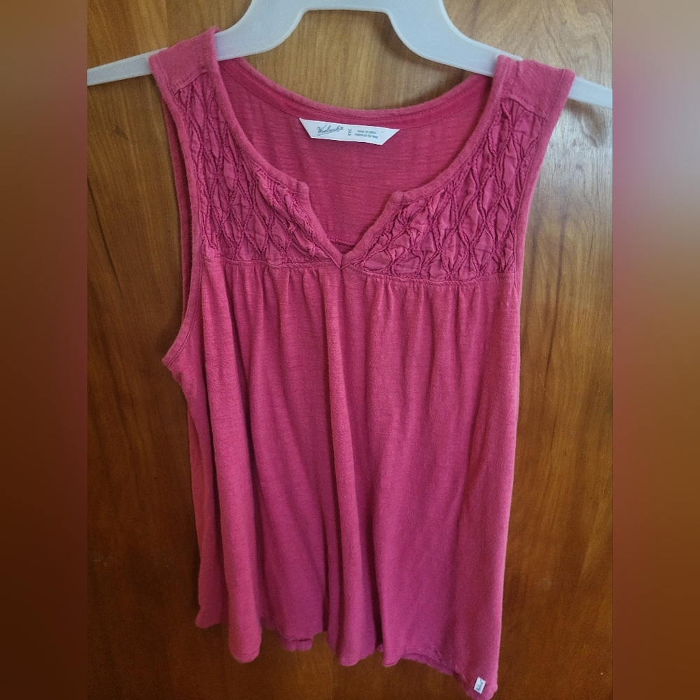 Woolrich Pink Smocked Sleeveless Tank Top